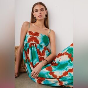 Rails 100% Cotton Sundress, Rails Lucille Dress, Colorful Tie Dye Maxi Dress, S
